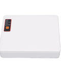 Rock Solid Mini Ups Battery Backup For Router And Modem Keeps Your Home Network Running Smooth During Sudden Power Outages With 20800Mah Capacity Us Wall Plug, white unit with power indicators.