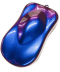 Custom Colorshift Automotive Paint Basecoat Midcoat Gallon Ready To Spray sample with a dynamic blue to purple shift finish.