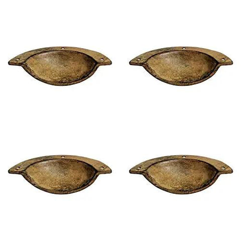 Badass Antique Iron Drawer Pull Featuring Slick Rust Living Finish Heavy Duty Zinc Construction Black Powder Coated Surface, set of four.
