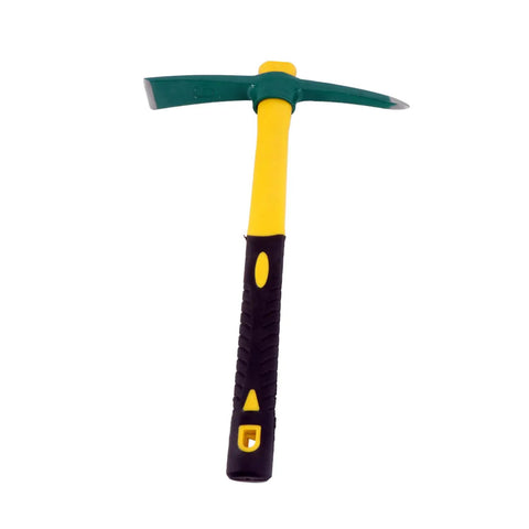 Yellow Plastic-Clad Pickaxe With Lightweight Fiberglass Handle For Gardening, Yard Work, And Planting, Durable Garden Hoe Tool