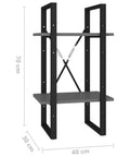 Two-Tier Gray Engineered Wood Book Cabinet For Home Office, Space Saving 27.6 Inches Tall Bookcase with two shelves, industrial style.