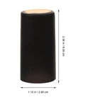 Wine Heat Shrink Capsules Set 100 Pieces With PVC Bottle Sealing Film Disposable Shrink Wrap Caps In Black For Freshness And Oxygen Lock Easy Seal Pro Grade displayed vertically with dimensions visible.