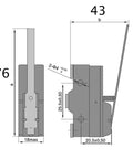 Technical diagram of Tough Little Micro Limit Switch LXW5 11N1 1NO 1NC with long lever arm, dimensions labeled, side and front views shown.