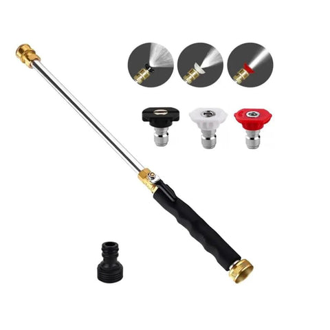 Power Washer Nozzle For Garden Hose With 3 Spray Tips And Quick Connect Brass Wand High Pressure Attachment For Car Wash Patio And Lawn Cleaning Leak Free And Easy To Use, featuring brass wand and multiple spray tips