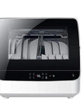 Freestanding Countertop Dishwasher With Auto Dry Storage And Snappy Touch Controls For Rapid Cleaning Cycles high Temp Sterilization And Smart Power Savings showing plates inside.