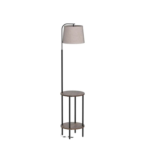Space Saving Floor Lamp With Attached End Tables Two Handy Round Tables For Bedroom Living Room Or Office Adjustable Reading Lamp Farmhouse Style Nightstand Light