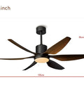 54 Inch Silent Ceiling Fan With Built In Light And Smart Remote, Power Saving DC Motor, Whisper Quiet Six Blades, Reversible All Season Airflow For Kitchen Or Living Room, Hassle Free Sweet Cooling.