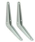 100 Pack White Metal Shelf Brackets London Pattern Wall Mounted Supports 6 X 5 Inch, angled view of two heavy-duty L brackets.