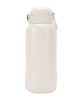Top Shelf Portable Milk Warmer With Hella Quick 50W Heating Cordless Rechargeable Baby Bottle Heater Featuring Smart Constant Temperature Control For Travel And Outdoor Adventures side view of white portable bottle warmer with lid on