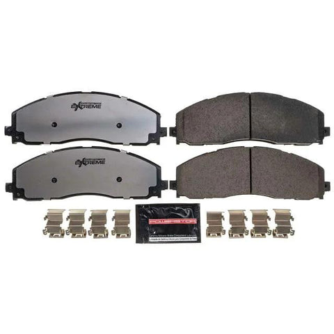 PowerStop Z36 carbon-ceramic front brake pads with hardware for Ford F-250/F-350/F-450 Super Duty; two-pack front view