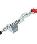 Heavy Duty Vertical Toggle Clamp With Rock Solid 90 Kg Holding Power And Ergonomic Anti Slip Grip For Welding Jigs Metal Fabrication And Quick Release Shop Rig, side view, zinc coated steel.