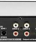 Rear panel of Six Channel Stereo Rack Mount Mixer With Dual Zone Outputs showing flexible inputs and outputs for live, studio, DJ use.