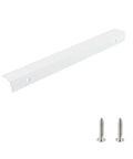Set Of 10 White Aluminum Finger Pull Handles For Cabinets And Drawers, 9.84 Inch Length With 7.56 Inch Hole Centers, screws shown