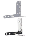 Beefy 2 Pack Silver Iron Box Hinge 90 Degree Folding Furniture Hardware Connect Mount For Jewelry Boxes Wine Boxes Wooden Craft Humidors And DIY Box Projects, shown flat with visible mounting holes.