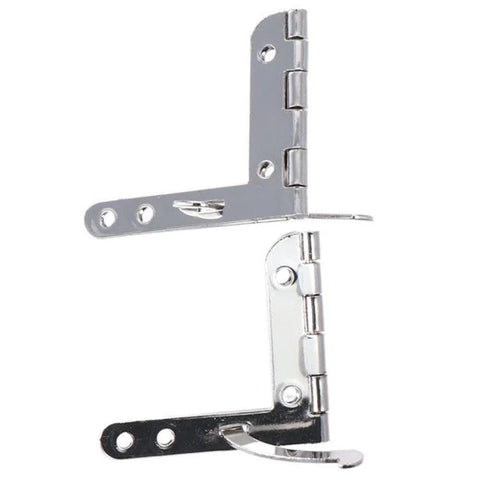 Beefy 2 Pack Silver Iron Box Hinge 90 Degree Folding Furniture Hardware Connect Mount For Jewelry Boxes Wine Boxes Wooden Craft Humidors And DIY Box Projects, shown flat with visible mounting holes.