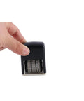 No Sweat Smooth Self Inking Date Roller Stamp With Crisp Adjust Dial Rugged Abs Alloy Frame held in hand for easy use.