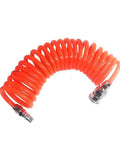 Seamless Install PU Air Compressor Hose Tube Flexible Spiral Pneumatic Tubing Orange Heavy Duty coiled design with connectors.