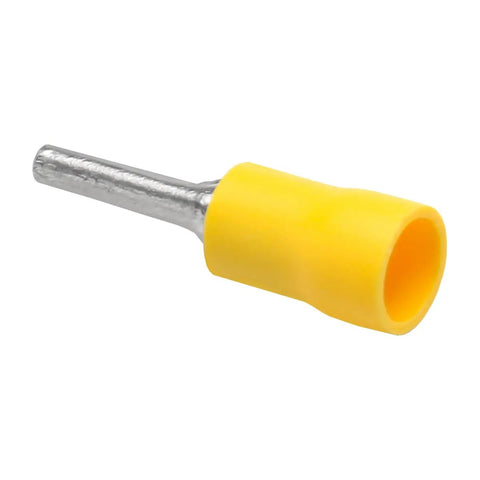 Insulated Yellow 0.11 Inch Pin Terminals Quick Disconnect Set, 50 Pack, 12-10 AWG Wire, Tin Plated Copper Crimp Connectors, PTV 5.5-13