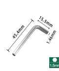 Four Piece Collet Wrench Kit For Dremel Rotary Tools showing stainless L-shaped Allen wrench dimensions, 1.5mm key size.