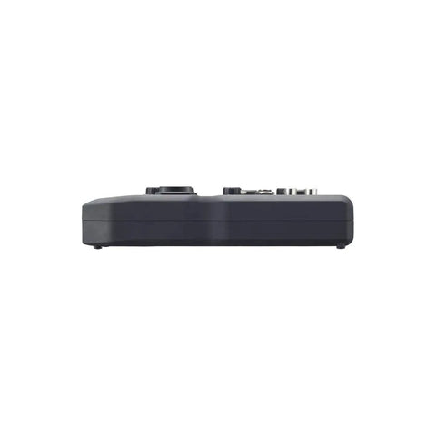 Side view of Two Channel USB Audio Interface For PC Mac And iPad With Two XLR TRS Combo Inputs MIDI I O And RCA Outputs