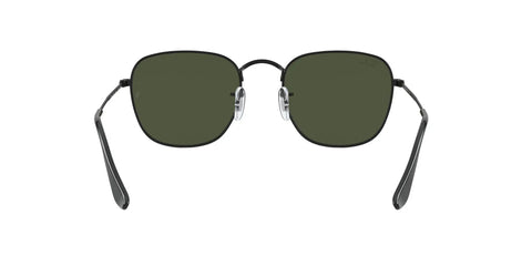 Unisex RB3857 Frank Square Sunglasses With Black Frame And G Fifteen Green Lenses, 51mm, front view focusing on lens and frame design.