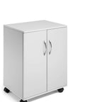 Heavy Duty Multifunction Closed Trolley In Grey With Flat Pack Delivery And Easy Assembly 528 By 737 By 400 Mm Two Built In Shelves Plus Two