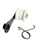 Must Have Heavy Duty Chain Tensioner Assembly With Roller And Slider Guide Wheel Pulley Adjuster Kit For Your Motorcycle Bike Restoration And Maintenance Projects In Black Plastic And Metal Build, motorcycle chain tensioner kit with white roller and black arm, metal spring
