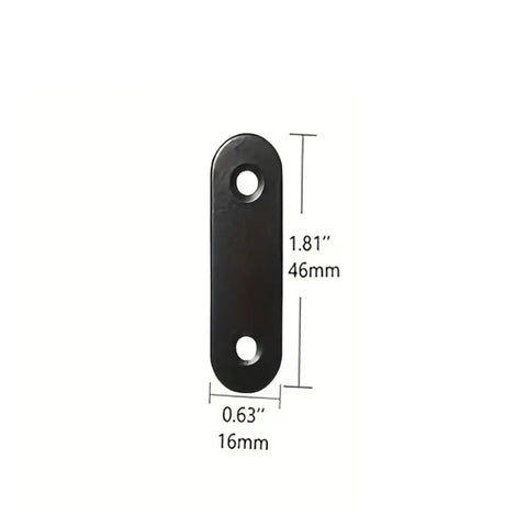 Ten Sets Of Black Flat Right Angle Corner Brackets For Shelves And DIY Projects, Heavy Duty Metal, 1.81x0.63 inches, with measurements