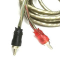 Premium Signal Extension Cable Male To Male Right Angle Two Meter Audio Cord with black and red connectors.