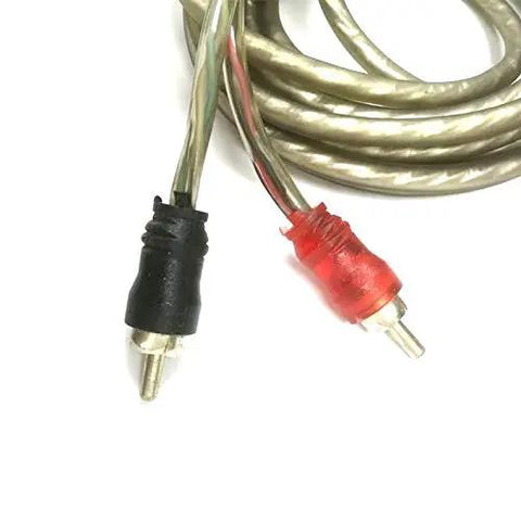 Premium Signal Extension Cable Male To Male Right Angle Two Meter Audio Cord with black and red connectors.