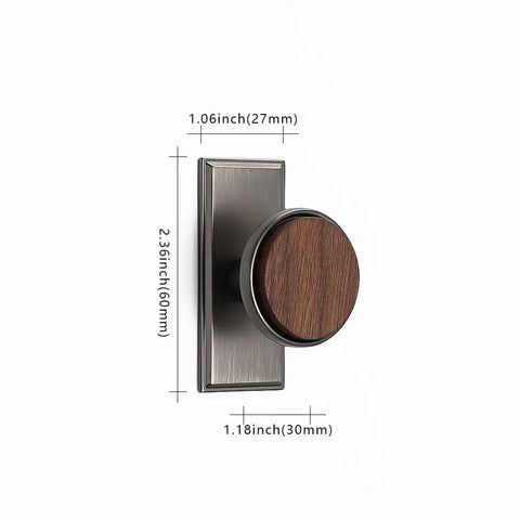 Nordic Style Cabinet Handles In Walnut Wood And Zinc Alloy For Kitchen Drawers And Wardrobes, Ergonomic Single Hole Mount