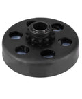 Knockout Performance Centrifugal Clutch With 3/4 Inch Bore And Rock Solid 12 Tooth Setup For Number 35 Chain Systems top view showing holes and teeth.