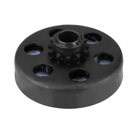 Knockout Performance Centrifugal Clutch With 3/4 Inch Bore And Rock Solid 12 Tooth Setup For Number 35 Chain Systems top view showing holes and teeth.