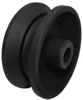 Close-up of 3-inch cast iron V-groove wheel for sliding gate, black, Amazon