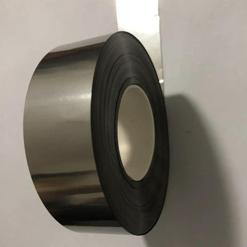 Heavy Duty Workhorse Pure Titanium Foil Sheet 0.5mm Thick By 600mm Long By 200mm Wide Silver Gray metal roll on white background.