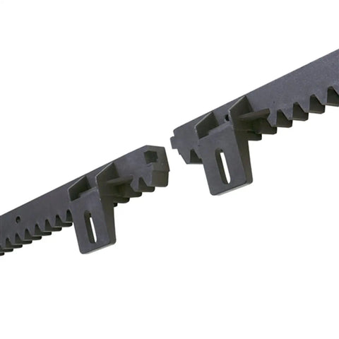 Workhorse Grade Fiber Glass Reinforced Nylon Gear Rack Set Of Two With Solid Steel Insert Tube Three Point Three Foot Heavy Duty Sliding Tracks Built Tough Forever, showcasing interlocking design.