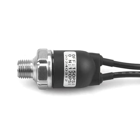 High Flow 120 To 150 PSI Air Pressure Switch For 12V And 24V Compressors One Quarter Inch NPT Auto On At 120 PSI And Off At 150 PSI