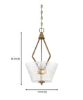 Montelena 3 Light Inverted Pendant in Old Satin Brass Mid Century Modern Vibe Incandescent Ceiling Light Fixture