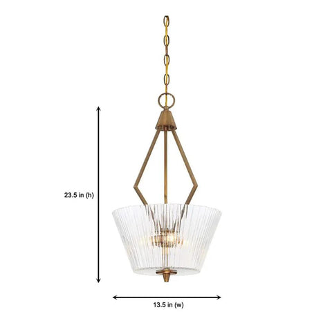 Montelena 3 Light Inverted Pendant in Old Satin Brass Mid Century Modern Vibe Incandescent Ceiling Light Fixture