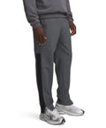 Mens Woven Vital Workout Pants With Ripstop Fabric Regular Fit Joggers Windbreaker Style Lightweight Construction Slim Leg Design Breathable Mesh Lining Pitch Gray Black XX Large front view