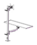 Rock Solid Industrial Aluminum Monitor Arm And Keyboard Mount Heavy Duty Workstation Base with adjustable shelf.