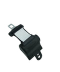 Black universal golf cart seat belt kit showing buckle detail, part of the Universal Golf Cart Seat Belt Kit Restraint System Heavy Duty Adjustable Safety Harness Built To Last For Golf Carts And UTVs Easy Install With Basic Tools Included Black.