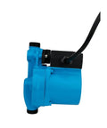 Side view of 115V Domestic Water Pressure Booster Pump for home, 100W, blue casing, with three quarter inch connectors.