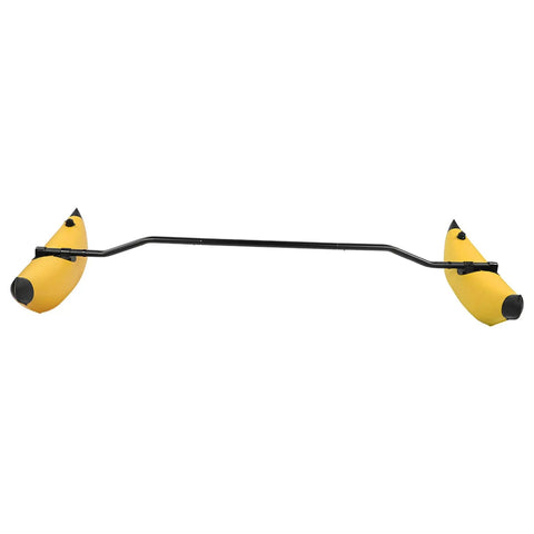 Inflatable Kayak Stabilizer And Outrigger Kit With Floating Brackets And Guide Rail, yellow inflatable floats, metal bar