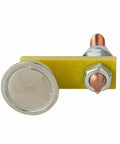 Heavy Duty Welding Magnet Head With 3kg Suction Power For Steel Fixtures And Secure Positioning Of Round Flat Or Square Metal Parts At Any Angles, showing metal disc and copper tip.