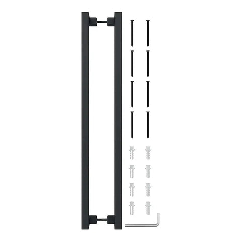 24 Inch Heavy Duty Flat Barn Door Push Pull Handle Double Sided For Wood Glass Aluminum Doors Gates, Built To Last For Commercial Office Storefront, Rust Resistant Carbon Steel Hardware, Easy Install And Durable including all installation accessories