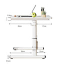 Adjustable Height Standing Desk With Slick Hand Crank, Ergonomic Beige Office Table showcasing dimensions and sturdy steel frame.