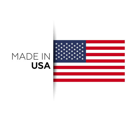 US flag graphic with 'Made in USA' text promoting Two And Three Quarters Inch USA Stars And Stripes Golf Tees Plastic Bulk Pack Of One Hundred