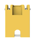 Front view of yellow Locking Accessory For Circuit Breaker SA1 Heavy Duty Safety Lock For Breaker Panels Quick Clip On Lock.