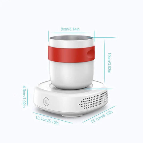 Desk Side Electric Cup Warmer And Cooler Fast Freeze Tech With Auto Shut Off waterproof build displaying a cup on unit.
